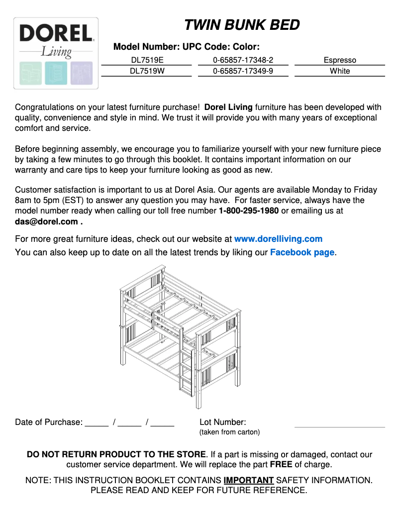 Page 1 de la notice Manuel utilisateur Dorel DL7519E