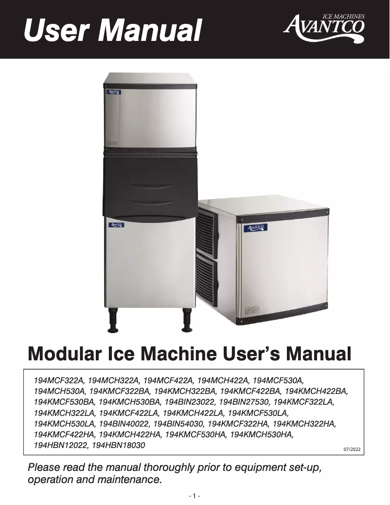 Image de la première page du manuel de l'appareil Ice KMC-H-422-LA