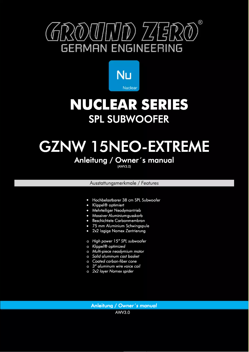Image de la première page du manuel de l'appareil GZNW 15NEO-EXTREME