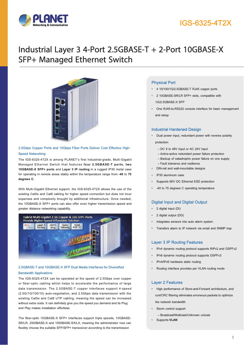 Page n°1 - Fiche technique Planet IGS-6325-4T2X
