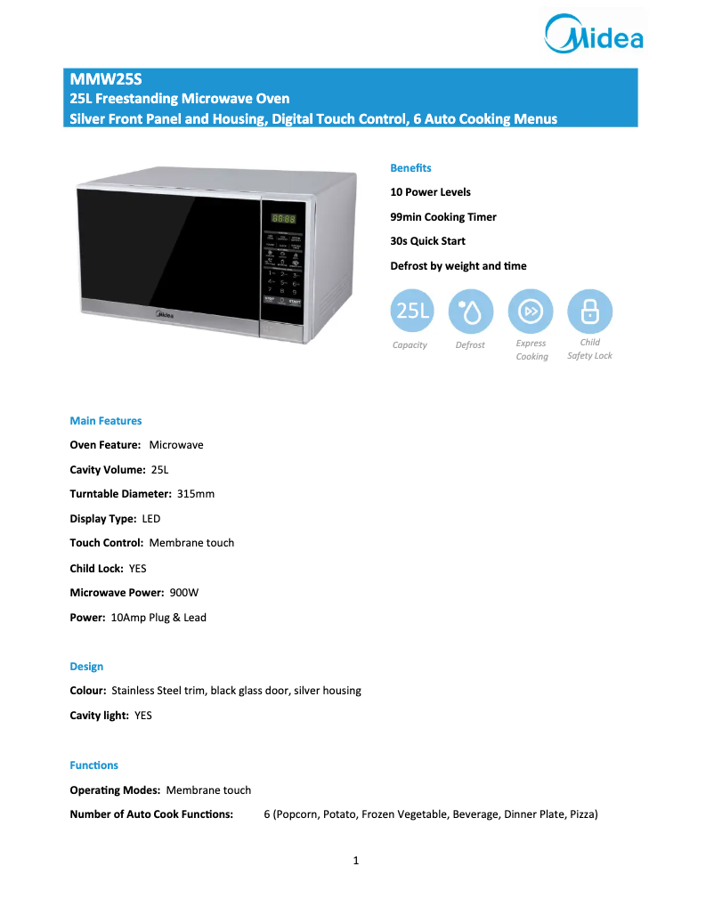 Image de la première page du manuel de l'appareil MMW25S