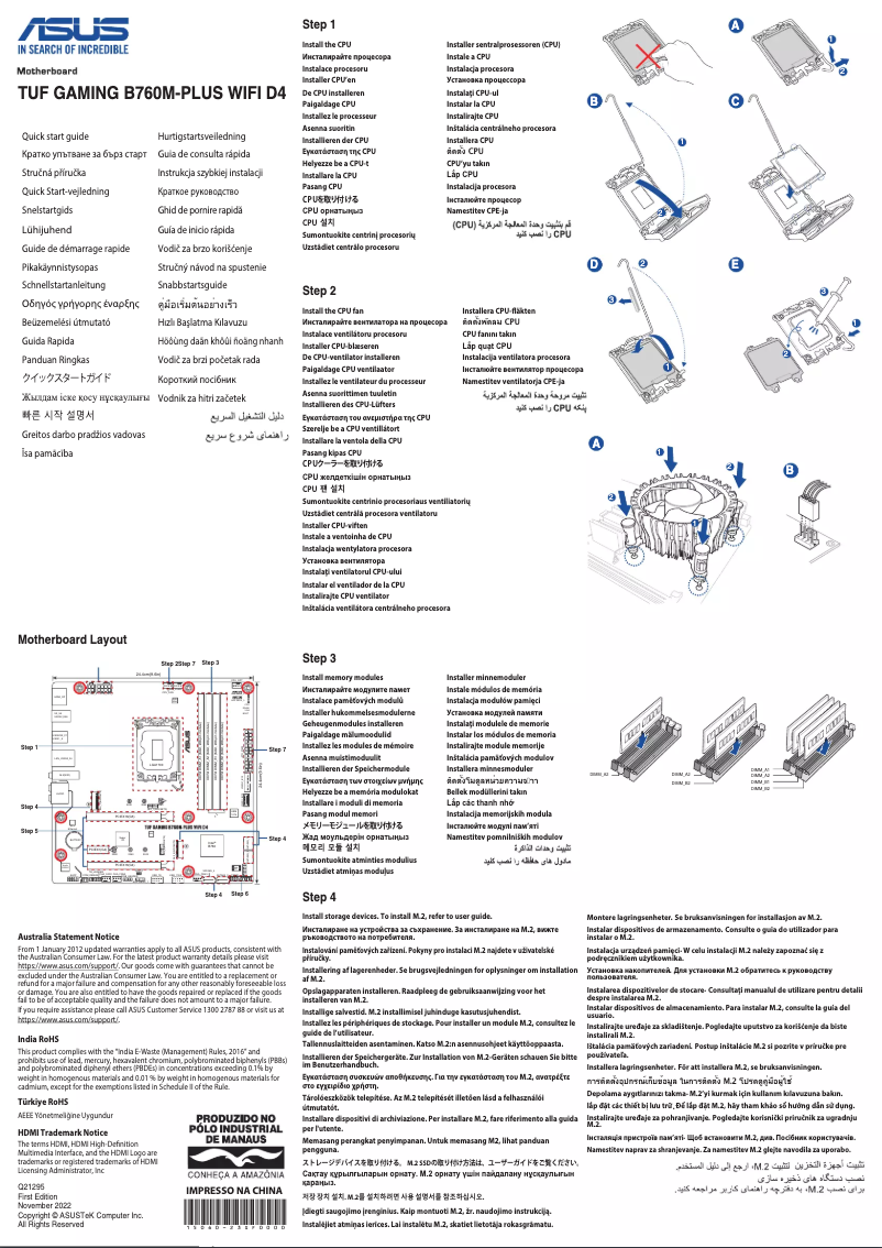 Image de la première page du manuel de l'appareil TUF Gaming B760M-Plus WIFI D4