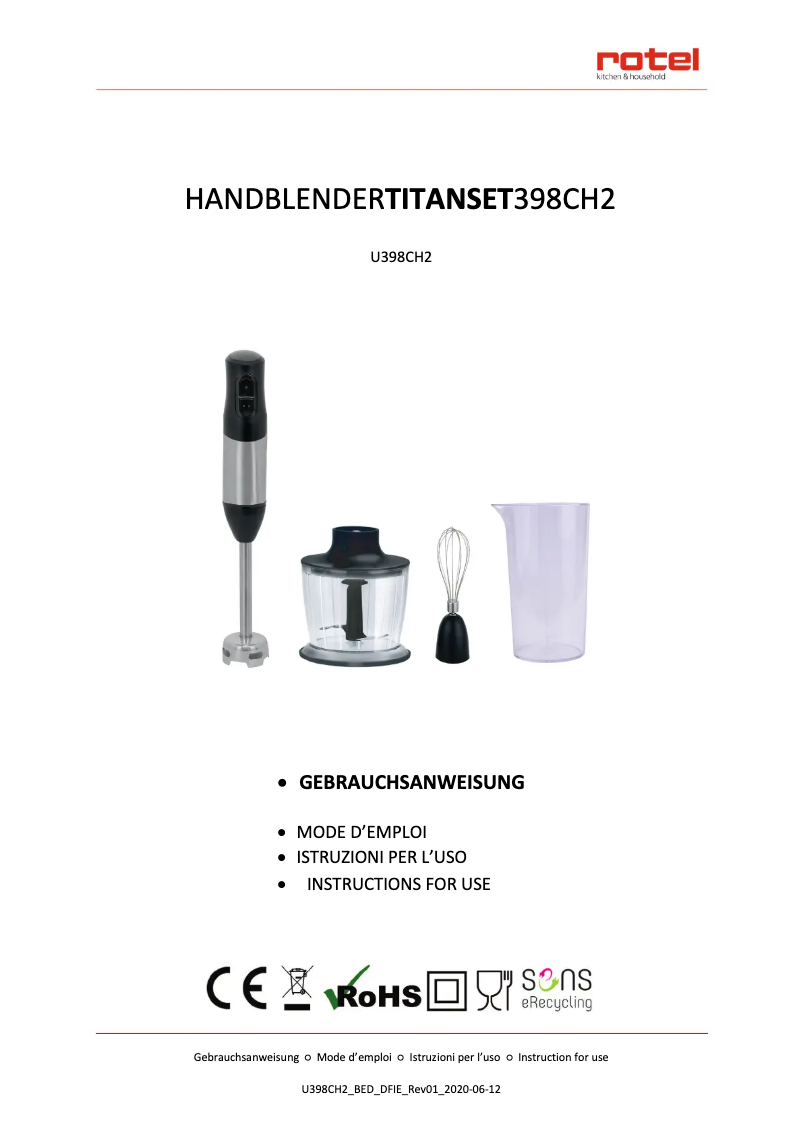 Image de la première page du manuel de l'appareil U398CH2