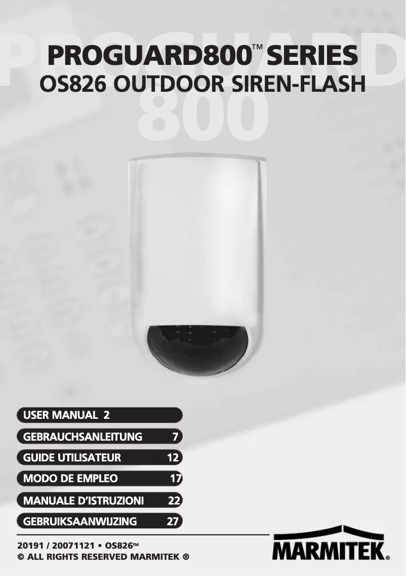 Page n°1 - Manuel utilisateur Marmitek OS826