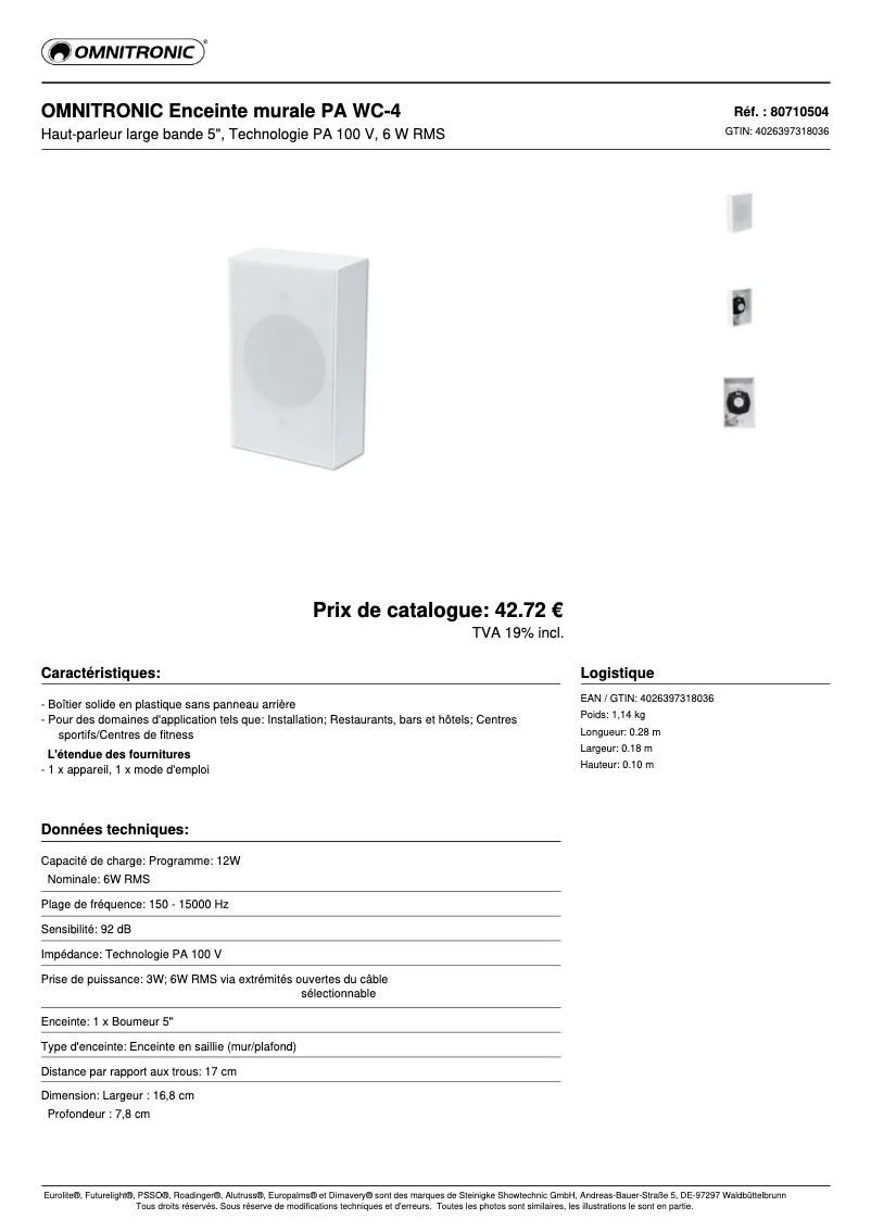 Página 1 del manual Ficha técnica Omnitronic WC-4