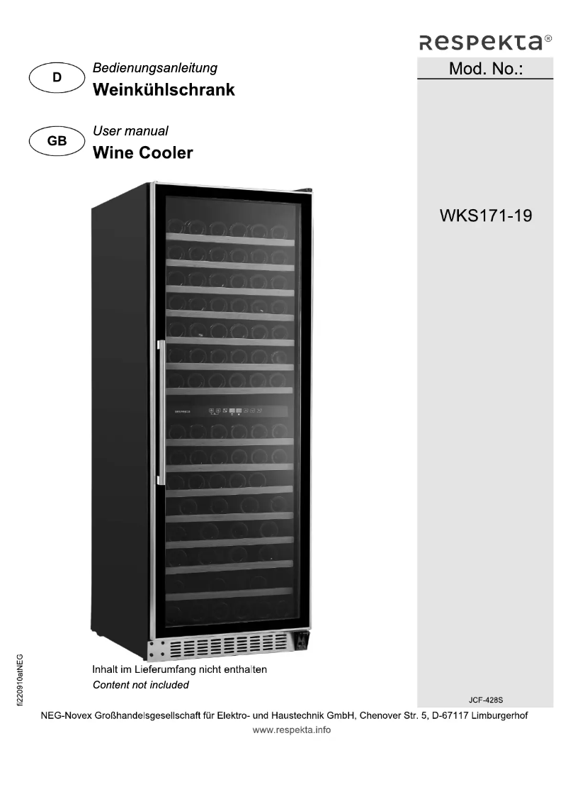 Image de la première page du manuel de l'appareil Amadeo WKS171-19