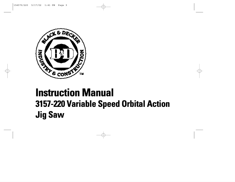 Page 1 de la notice Manuel utilisateur Black & Decker 3157-220