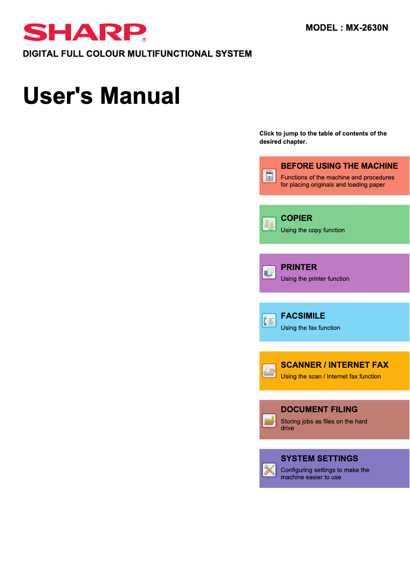 Page 1 de la notice Manuel utilisateur Sharp MX-6050N