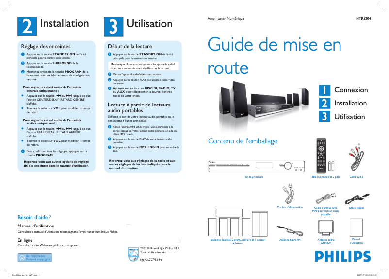 Page n°1 - Guide de démarrage rapide Philips HTR5204