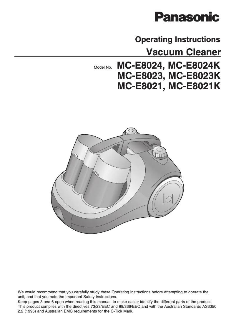 Page 1 de la notice Manuel utilisateur Panasonic MC-E8024K