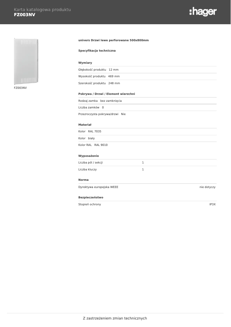 Image de la première page du manuel de l'appareil FZ003NV