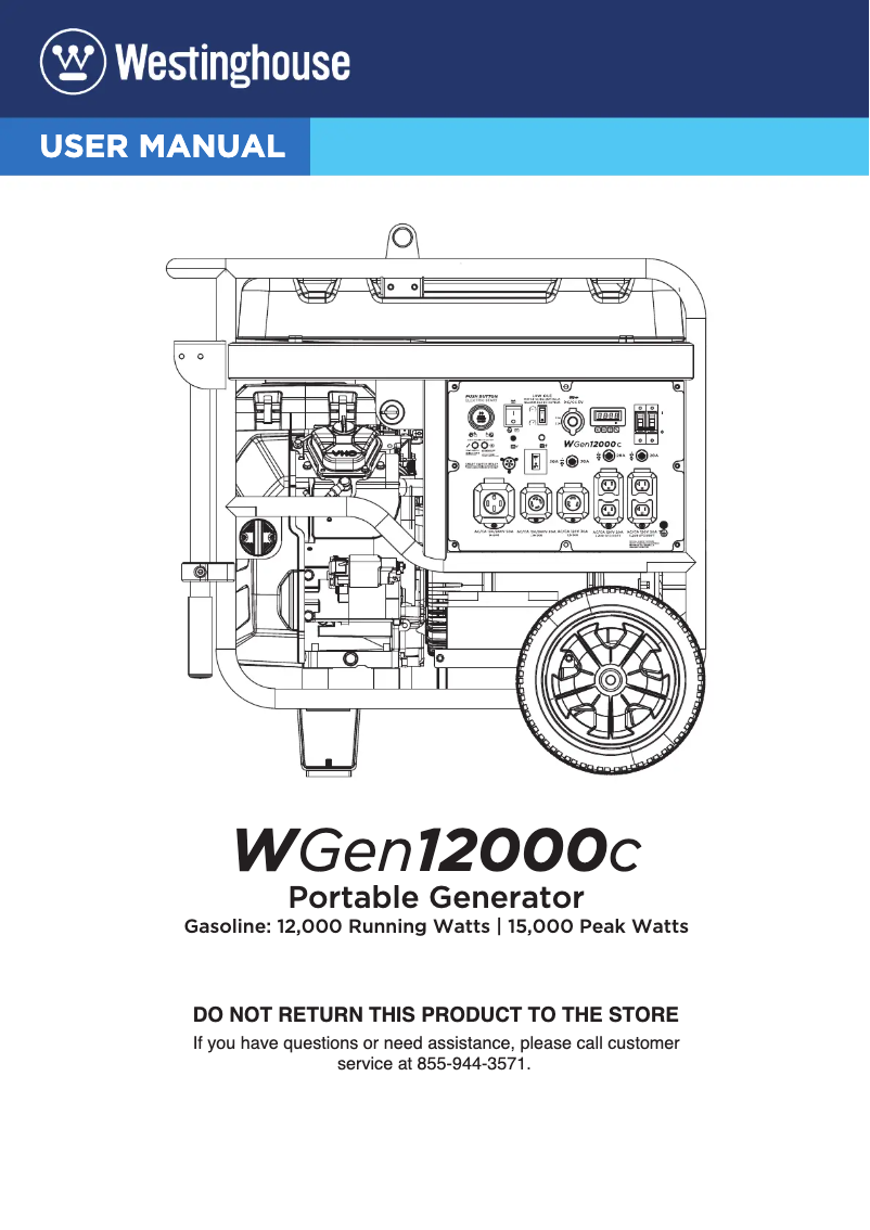 Page n°1 - Manuel utilisateur Westinghouse WGen12000c