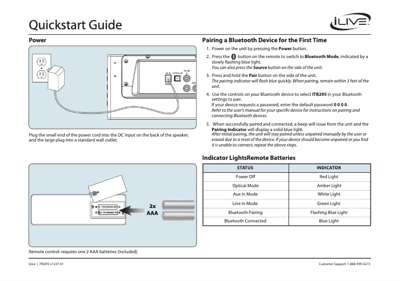 Image de la première page du manuel de l'appareil ITB295B