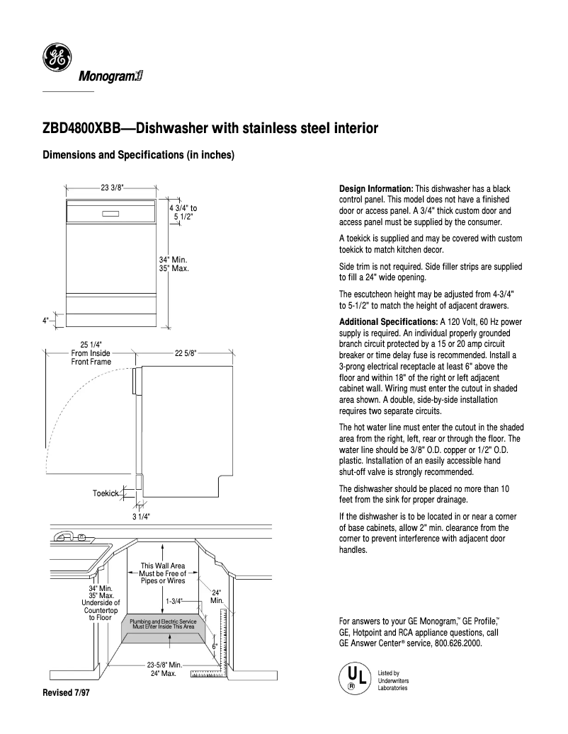 Page n°1 - Fiche technique GE ZBD4800XBB