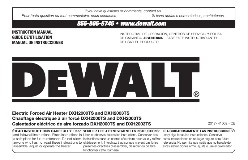 Page 1 de la notice Manuel utilisateur DeWalt DXH2000TS