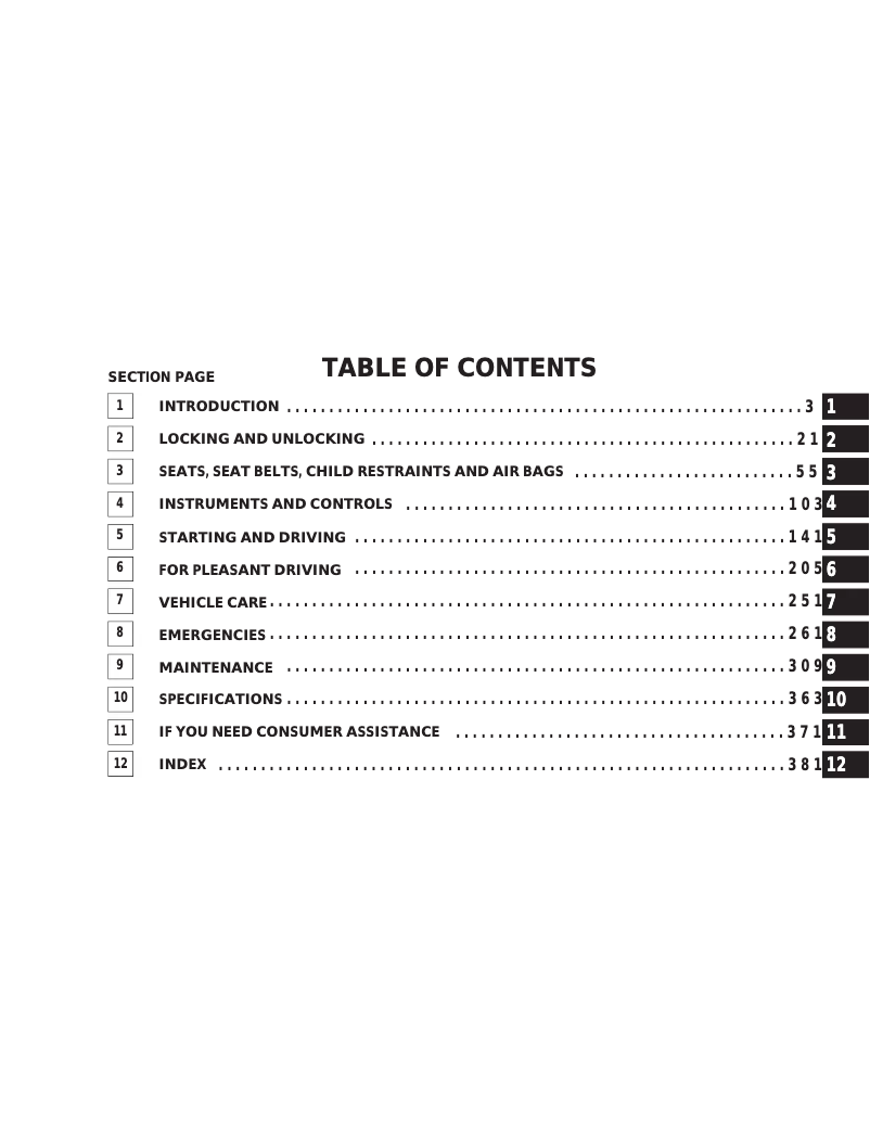 Image de la première page du manuel de l'appareil Stratus Coupe (2004)