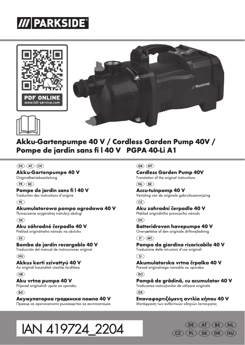 Image de la première page du manuel de l'appareil PGPA 40-Li A1