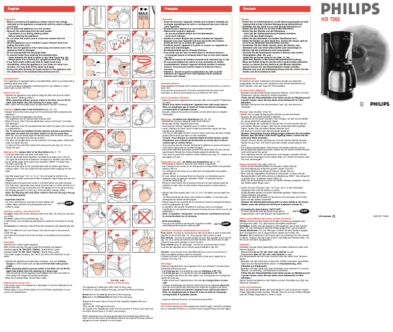 Image de la première page du manuel de l'appareil Cafe Roma HD7262