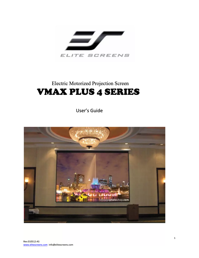 Page 1 de la notice Manuel utilisateur Elite Screens Vmax Plus2