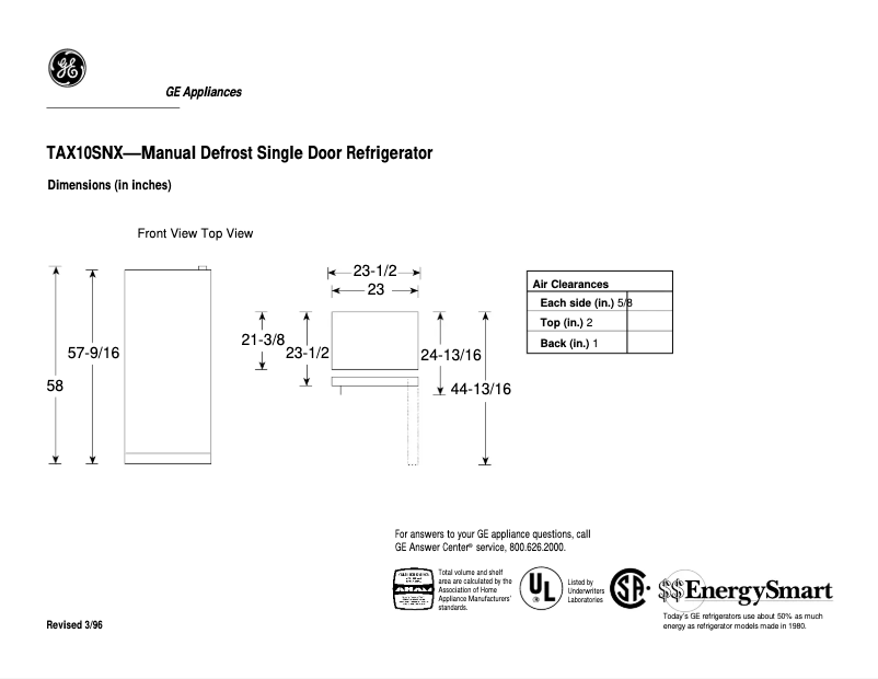 Image de la première page du manuel de l'appareil TAX10SNXRWH