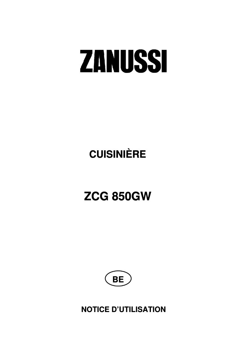Page n°1 - Manuel utilisateur Zanussi ZCG 850 GW