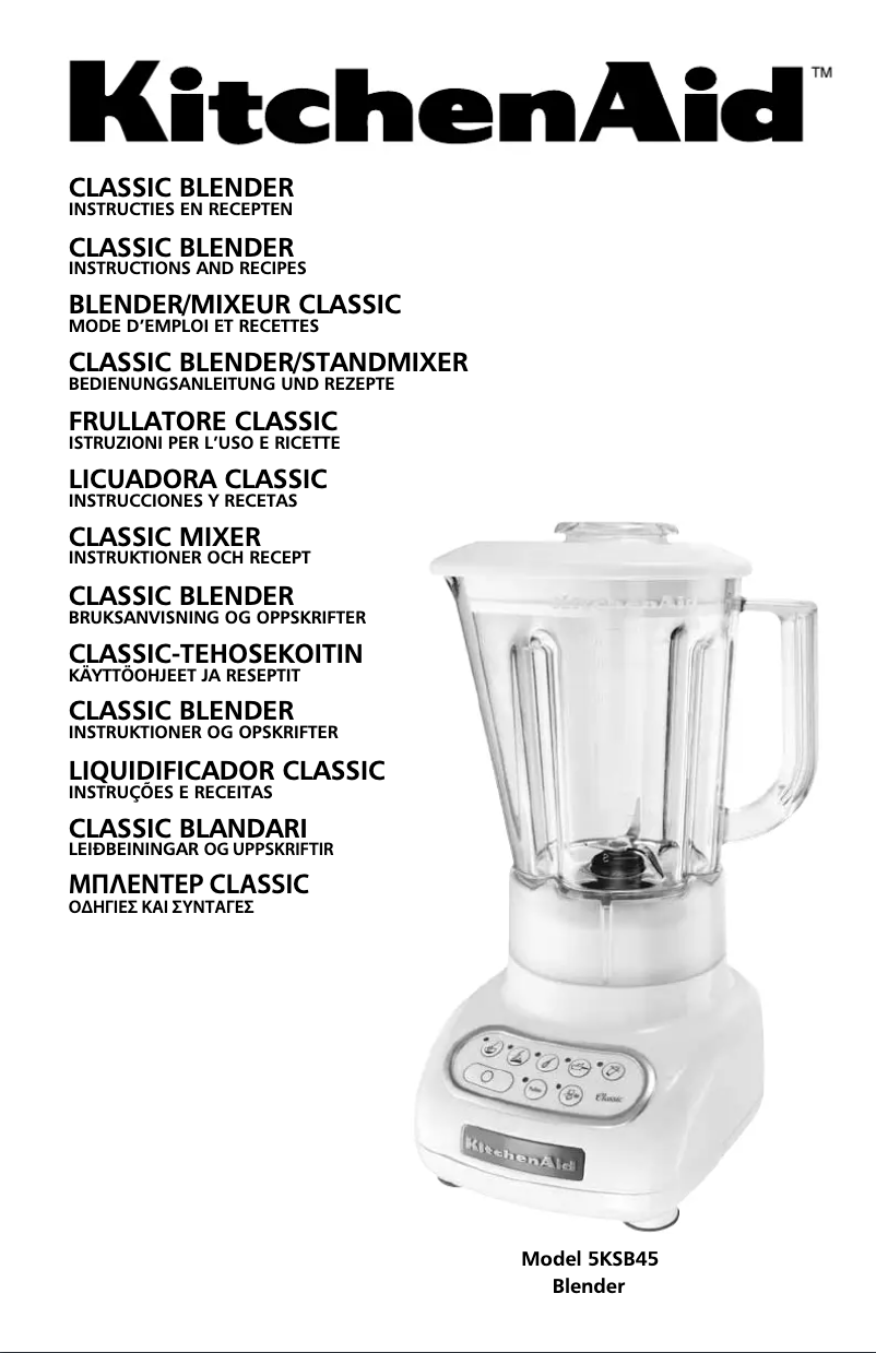 Page 1 de la notice Manuel utilisateur KitchenAid 5KSB45