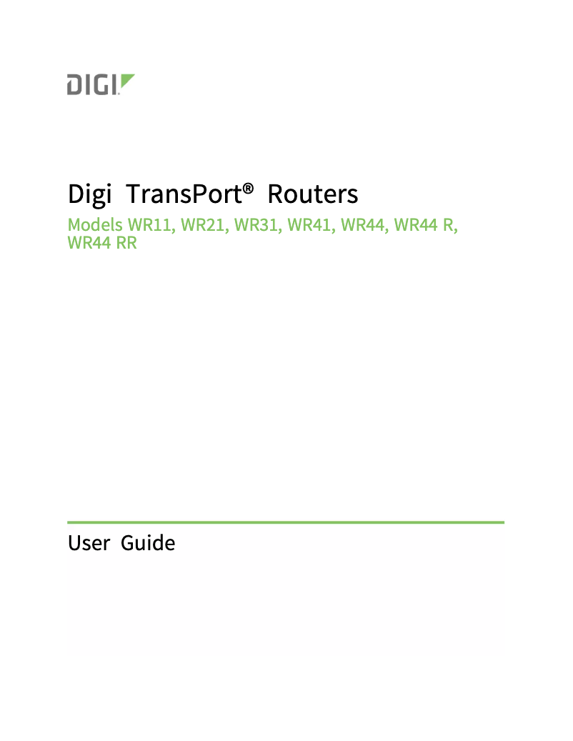 Page 1 of the manual User Manual Digi TransPort WR31