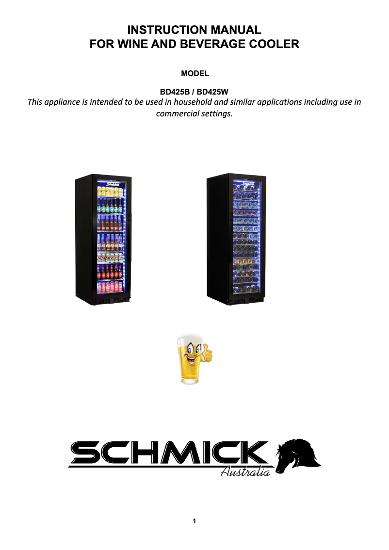 Page n°1 - Manuel utilisateur Schmick BD425B