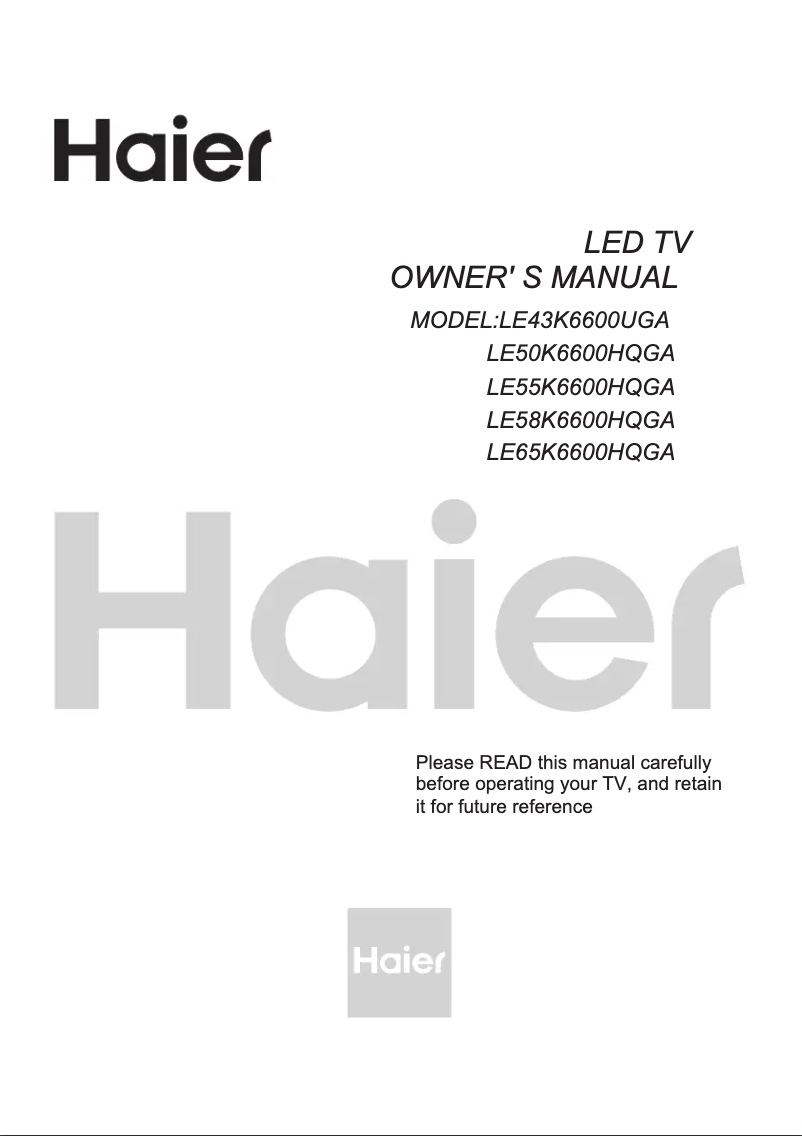 Page n°1 - Manuel utilisateur Haier LE65K7700HQGA