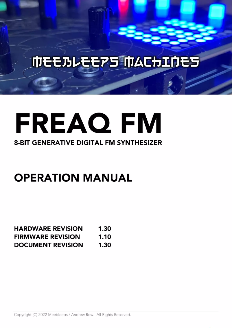 Page n°1 - Manuel utilisateur Meebleeps Machines Freaq FM
