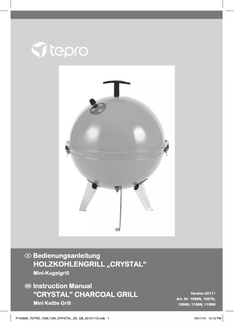 Page n°1 - Manuel utilisateur tepro Crystal 1096N