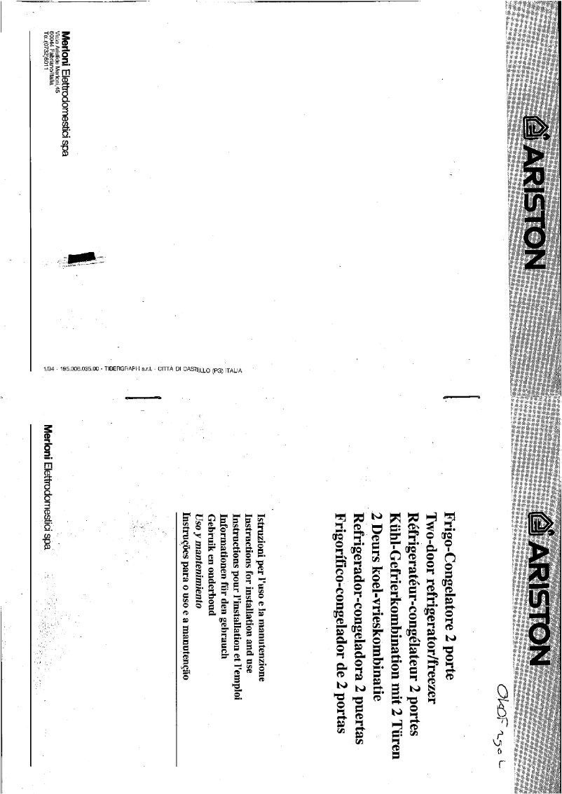 Page n°1 - Manuel utilisateur Ariston Thermo OKDF 290 L