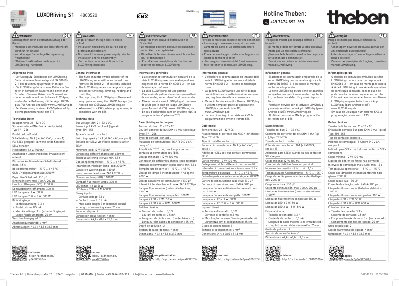 Page n°1 - Manuel utilisateur Theben LUXORliving S1