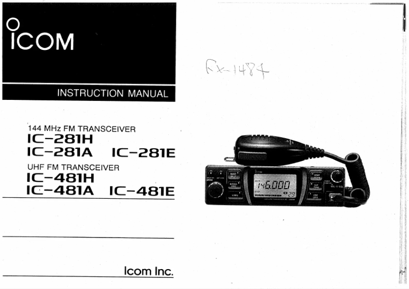 Image de la première page du manuel de l'appareil IC-481H