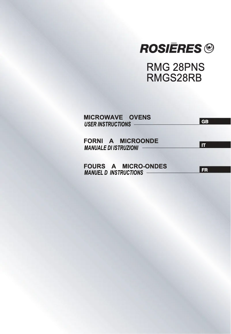 Page n°1 - Manuel utilisateur Rosieres RMGS28PN
