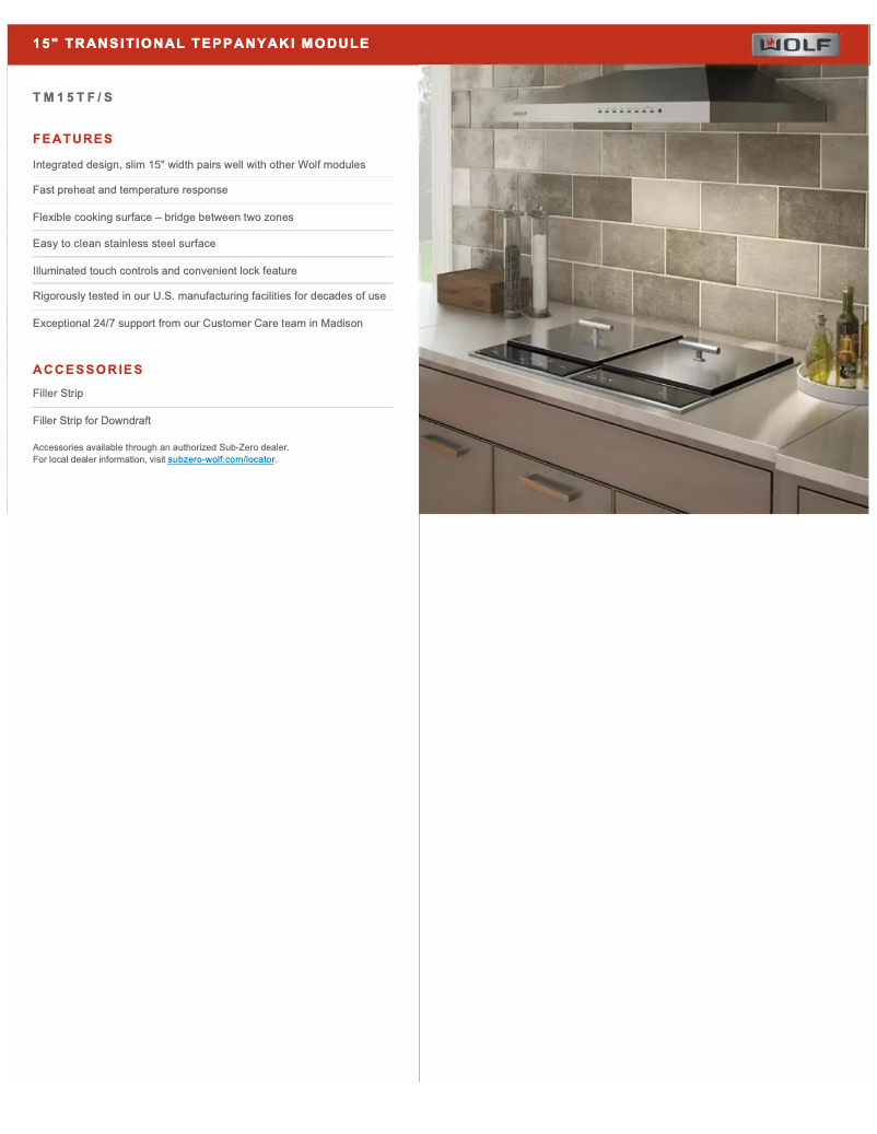 Page 1 de la notice Fiche technique Wolf TM15TF/S