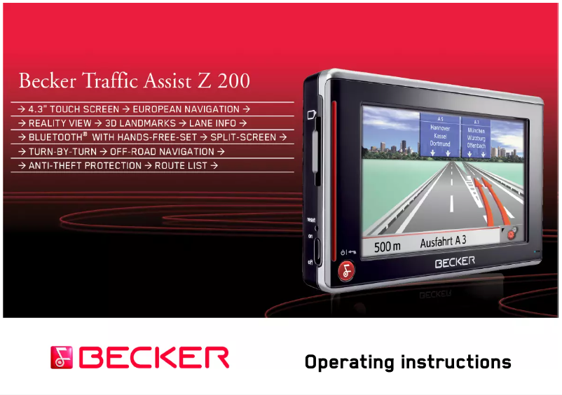 Page 1 de la notice Manuel utilisateur Becker Traffic Assist Z 200