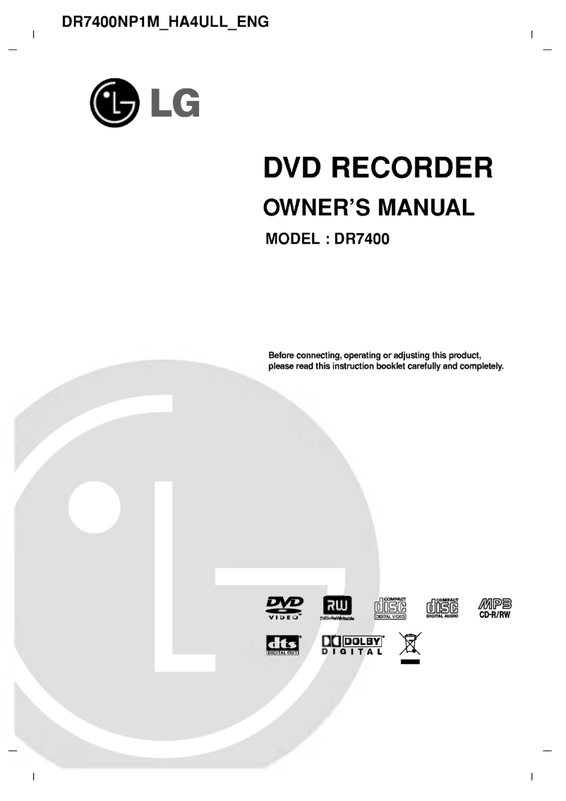 Page n°1 - Manuel utilisateur LG DR7400NP1M