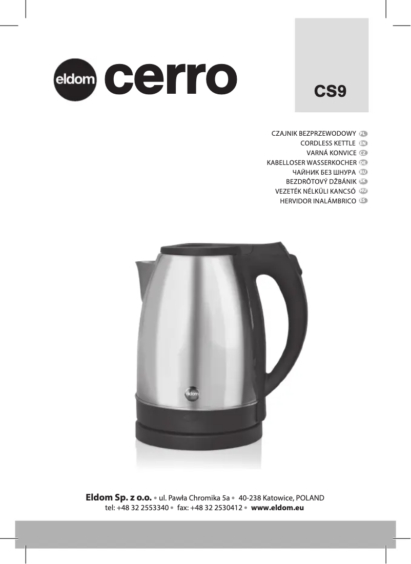 Page n°1 - Manuel utilisateur Eldom CS9 Cerro