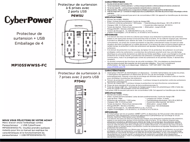 Page n°1 - Manuel utilisateur CyberPower MP1055WWSS-FC