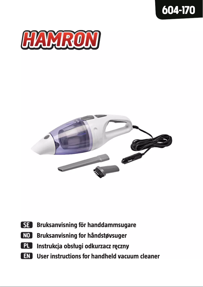 Page n°1 - Manuel utilisateur Hamron 604-170