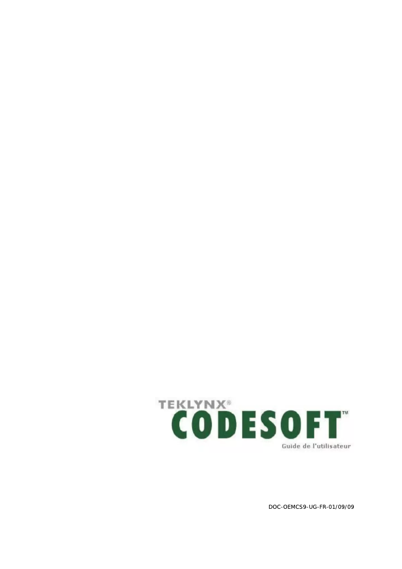 Page 1 de la notice Manuel utilisateur Teklynx Codesoft 9.1 Enterprise