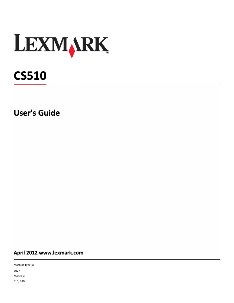 Page 1 de la notice Manuel utilisateur Lexmark CS510de