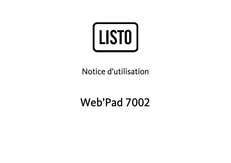 Page 1 de la notice Manuel utilisateur Listo Web’Pad 7002