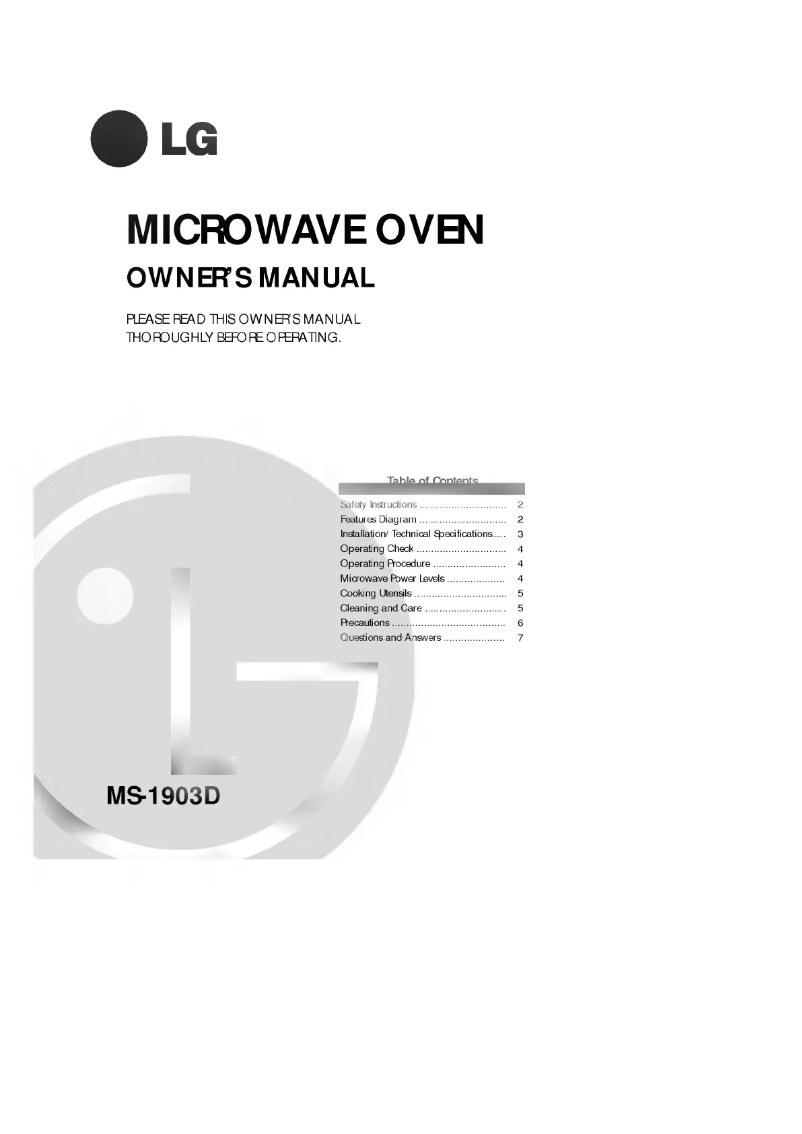 Page 1 de la notice Manuel utilisateur LG MS-1903D