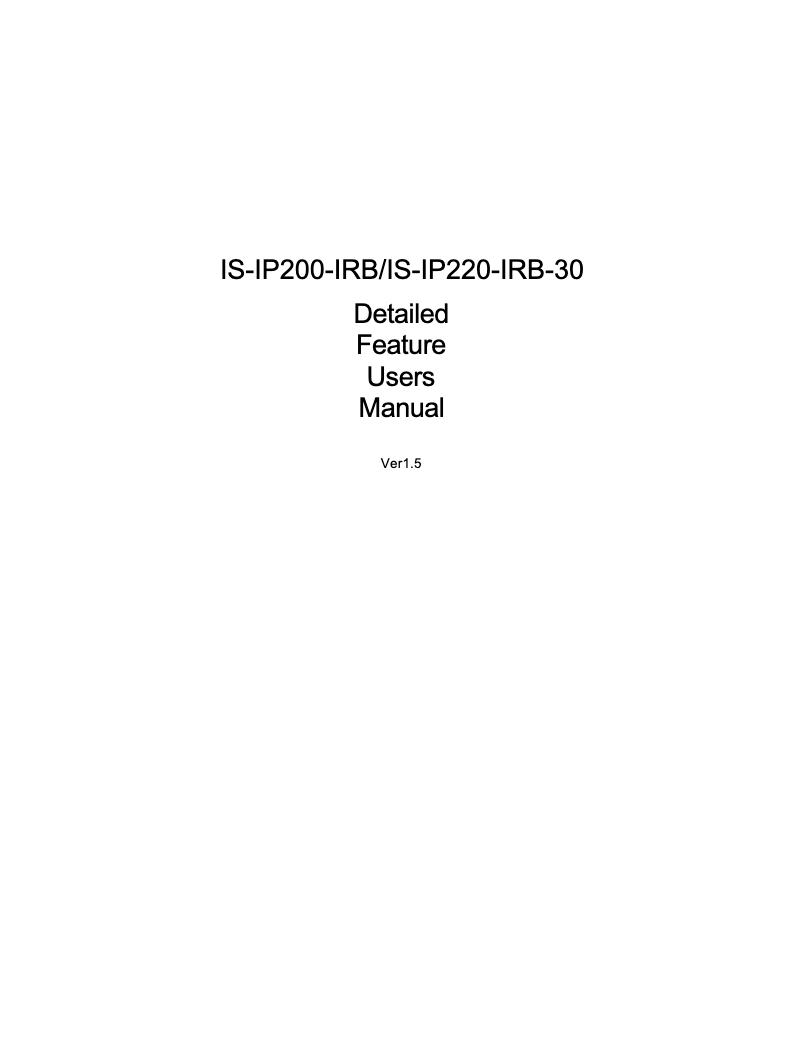 Page n°1 - Manuel utilisateur Sentry360 IS-IP220
