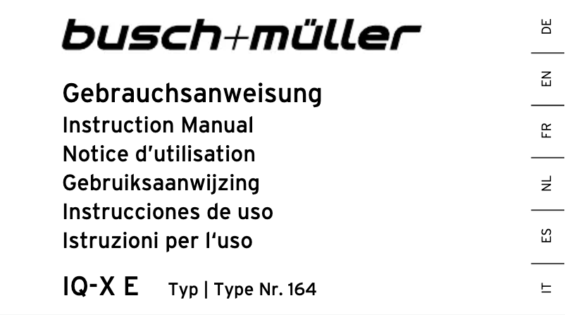 Page 1 de la notice Manuel utilisateur Busch + Müller IQ-X