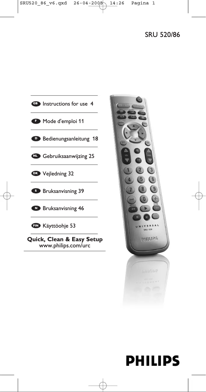 Page 1 de la notice Mode d'emploi Philips SRU520