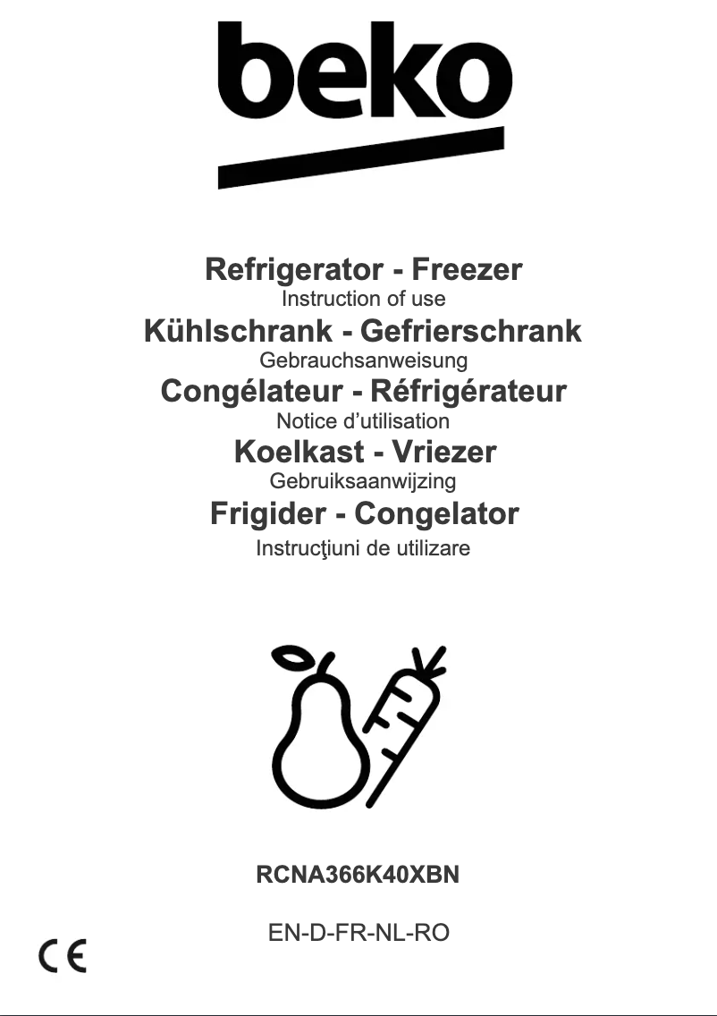 Page 1 de la notice Manuel utilisateur Beko RCNA366K40XBN