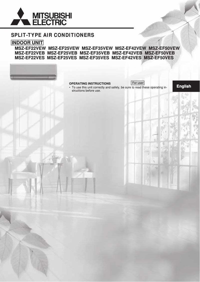 Page 1 de la notice Manuel utilisateur Mitsubishi SET-MSZ-EF35VES